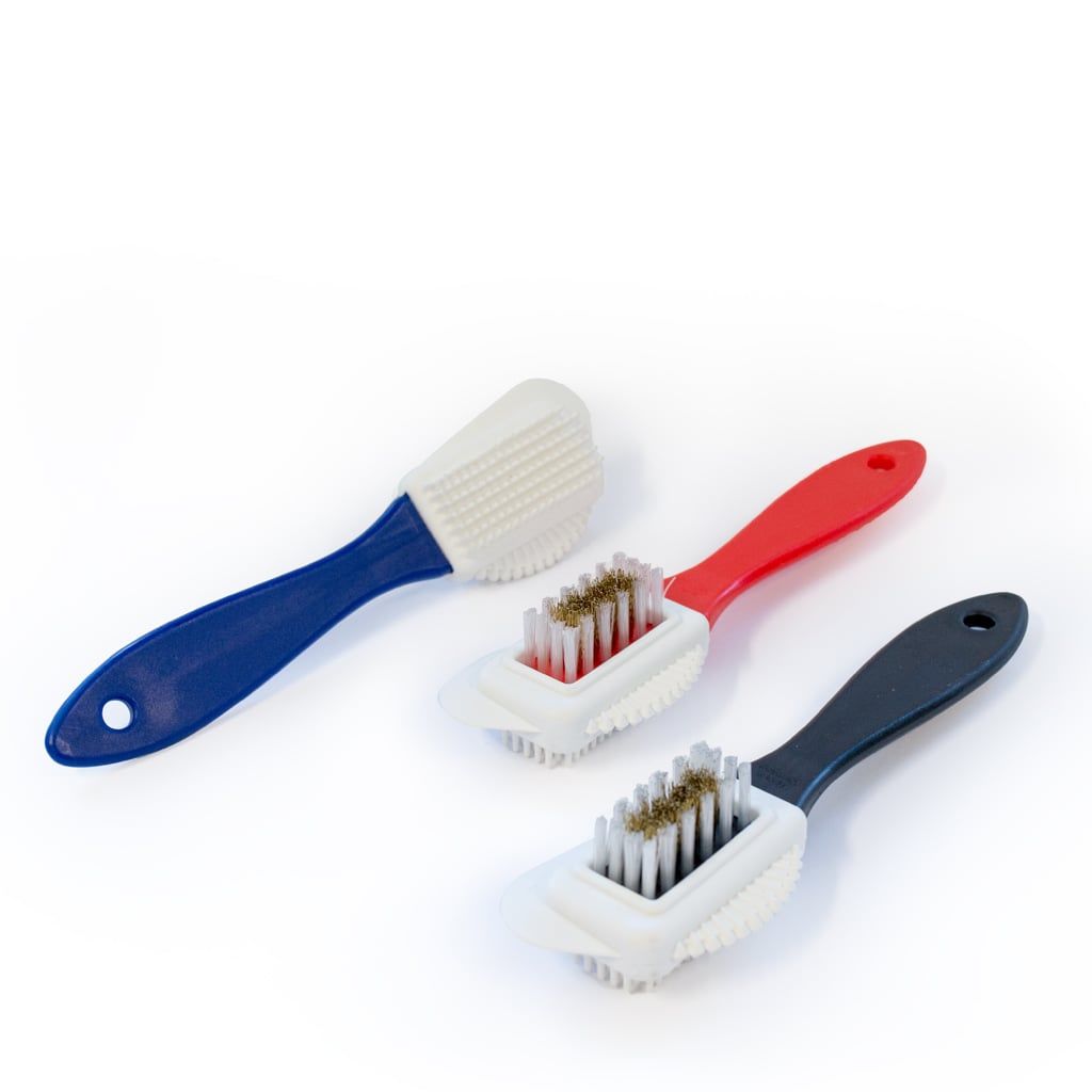 Oboustranný kartáč na obuv z broušené usně